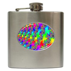 Digital Rainbow Fractal Hip Flask (6 Oz) by Simbadda