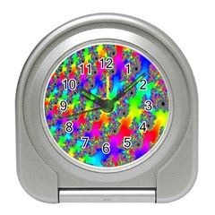 Digital Rainbow Fractal Travel Alarm Clocks by Simbadda