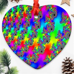 Digital Rainbow Fractal Heart Ornament (two Sides) by Simbadda