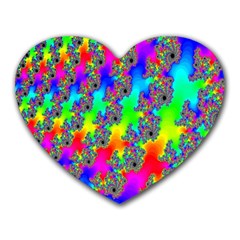 Digital Rainbow Fractal Heart Mousepads