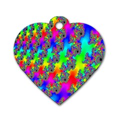 Digital Rainbow Fractal Dog Tag Heart (two Sides) by Simbadda