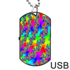 Digital Rainbow Fractal Dog Tag Usb Flash (two Sides) by Simbadda