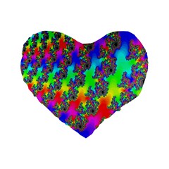 Digital Rainbow Fractal Standard 16  Premium Heart Shape Cushions by Simbadda