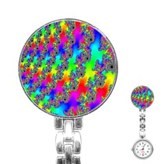 Digital Rainbow Fractal Stainless Steel Nurses Watch by Simbadda