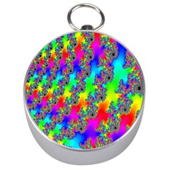 Digital Rainbow Fractal Silver Compasses by Simbadda