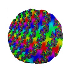 Digital Rainbow Fractal Standard 15  Premium Flano Round Cushions