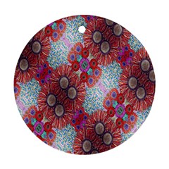 Floral Flower Wallpaper Created From Coloring Book Colorful Background Ornament (round) by Simbadda