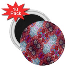 Floral Flower Wallpaper Created From Coloring Book Colorful Background 2 25  Magnets (10 Pack)  by Simbadda