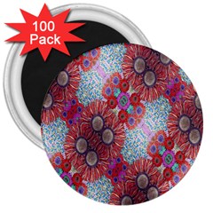 Floral Flower Wallpaper Created From Coloring Book Colorful Background 3  Magnets (100 Pack) by Simbadda