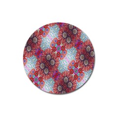 Floral Flower Wallpaper Created From Coloring Book Colorful Background Magnet 3  (round) by Simbadda