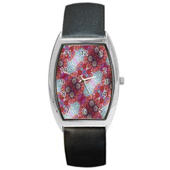 Floral Flower Wallpaper Created From Coloring Book Colorful Background Barrel Style Metal Watch by Simbadda