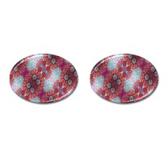 Floral Flower Wallpaper Created From Coloring Book Colorful Background Cufflinks (oval) by Simbadda