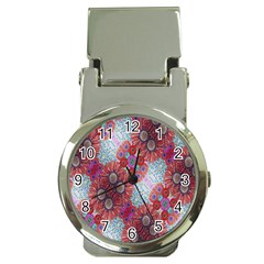 Floral Flower Wallpaper Created From Coloring Book Colorful Background Money Clip Watches by Simbadda