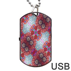 Floral Flower Wallpaper Created From Coloring Book Colorful Background Dog Tag Usb Flash (one Side) by Simbadda