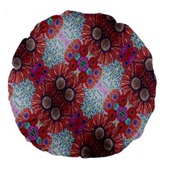 Floral Flower Wallpaper Created From Coloring Book Colorful Background Large 18  Premium Round Cushions by Simbadda