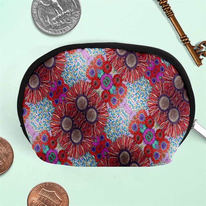 Floral Flower Wallpaper Created From Coloring Book Colorful Background Accessory Pouches (Medium) 