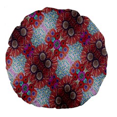 Floral Flower Wallpaper Created From Coloring Book Colorful Background Large 18  Premium Flano Round Cushions by Simbadda