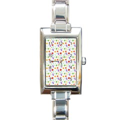 Decorative Spring Flower Pattern Rectangle Italian Charm Watch by TastefulDesigns