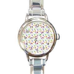 Decorative Spring Flower Pattern Round Italian Charm Watch