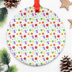 Decorative Spring Flower Pattern Ornament (round) by TastefulDesigns