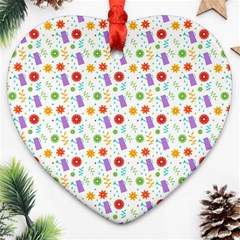 Decorative Spring Flower Pattern Ornament (heart) by TastefulDesigns