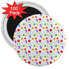 Decorative Spring Flower Pattern 3  Magnets (100 Pack) by TastefulDesigns