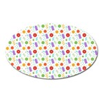 Decorative Spring Flower Pattern Oval Magnet Front