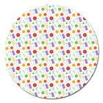 Decorative Spring Flower Pattern Magnet 5  (Round) Front