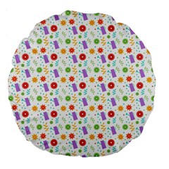 Decorative Spring Flower Pattern Large 18  Premium Round Cushions by TastefulDesigns