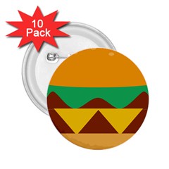 Hamburger Bread Food Cheese 2 25  Buttons (10 Pack)  by Simbadda