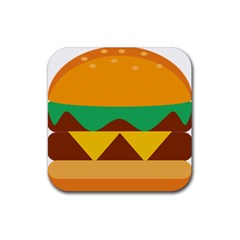 Hamburger Bread Food Cheese Rubber Coaster (square)  by Simbadda