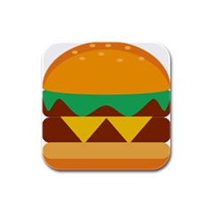 Hamburger Bread Food Cheese Rubber Square Coaster (4 Pack)  by Simbadda