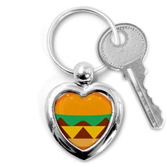 Hamburger Bread Food Cheese Key Chains (heart)  by Simbadda