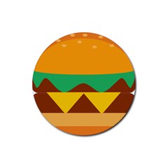 Hamburger Bread Food Cheese Rubber Round Coaster (4 Pack)  by Simbadda