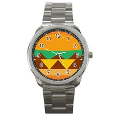 Hamburger Bread Food Cheese Sport Metal Watch by Simbadda