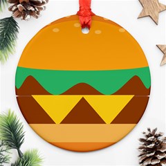 Hamburger Bread Food Cheese Round Ornament (two Sides) by Simbadda