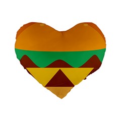 Hamburger Bread Food Cheese Standard 16  Premium Heart Shape Cushions by Simbadda