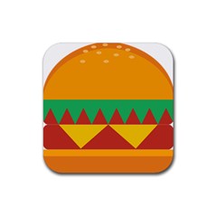 Burger Bread Food Cheese Vegetable Rubber Coaster (square)  by Simbadda