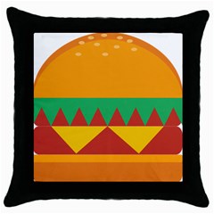 Burger Bread Food Cheese Vegetable Throw Pillow Case (black) by Simbadda