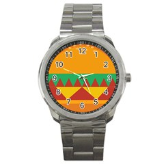 Burger Bread Food Cheese Vegetable Sport Metal Watch by Simbadda