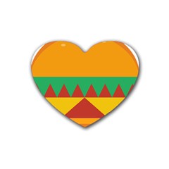 Burger Bread Food Cheese Vegetable Rubber Coaster (heart)  by Simbadda