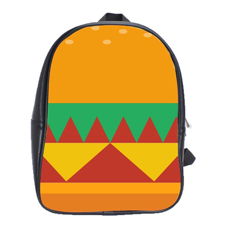 Burger Bread Food Cheese Vegetable School Bags (XL) 