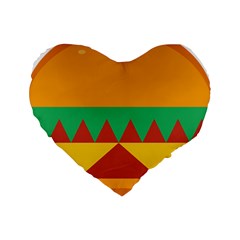 Burger Bread Food Cheese Vegetable Standard 16  Premium Heart Shape Cushions by Simbadda