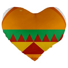 Burger Bread Food Cheese Vegetable Large 19  Premium Heart Shape Cushions by Simbadda