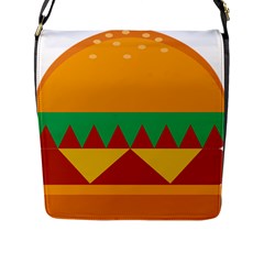 Burger Bread Food Cheese Vegetable Flap Messenger Bag (l)  by Simbadda