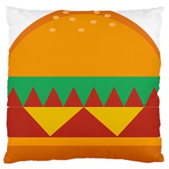 Burger Bread Food Cheese Vegetable Large Flano Cushion Case (one Side) by Simbadda