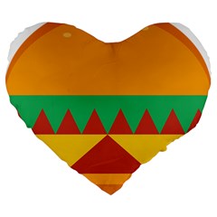 Burger Bread Food Cheese Vegetable Large 19  Premium Flano Heart Shape Cushions by Simbadda