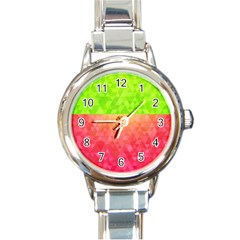 Colorful Abstract Triangles Pattern  Round Italian Charm Watch by TastefulDesigns