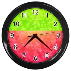 Colorful Abstract Triangles Pattern  Wall Clocks (black) by TastefulDesigns