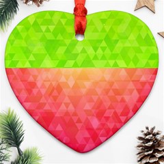 Colorful Abstract Triangles Pattern  Heart Ornament (two Sides) by TastefulDesigns